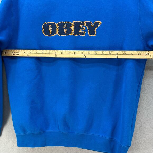 Obey Worldwide Sweatshirt Men's L Blue Orange Crew Neck Long Sleeve Skater - Picture 2 of 9